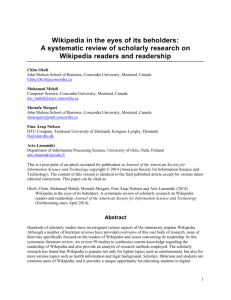Wikipedia in the eyes of its beholders: A systematic review of