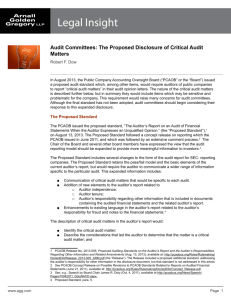 The Proposed Disclosure of Critical Audit Matters
