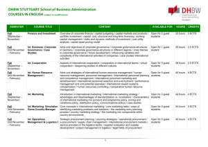 DHBW STUTTGART School of Business Administration