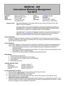 MAR6158 – 690 International Marketing Management Fall 2012