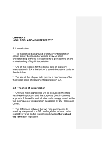 CHAPTER 5 HOW LEGISLATION IS INTERPRETED 5.1 Introduction