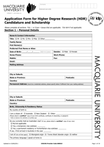 Application Form for Higher Degree Research (HDR)