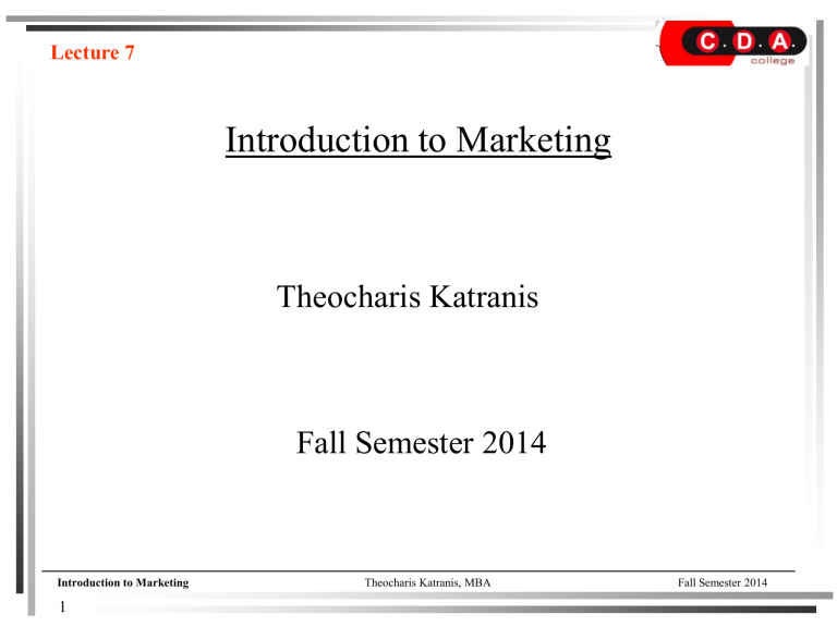 Introduction To Marketing