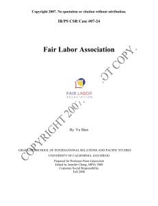 Fair Labor Association - School of International Relations and