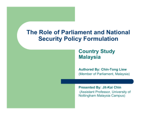 The Role of Parliament and National Security Policy Formulation