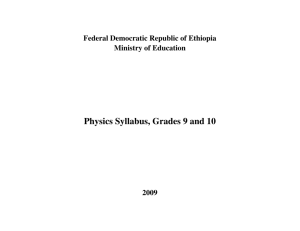Physics Syllabus, Grades 9 and 10