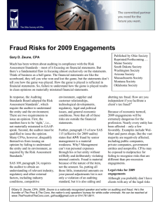 Fraud Risks for 2009 Engagements