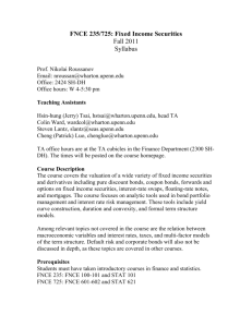 FNCE 235/725: Fixed Income Securities Fall 2011 Syllabus