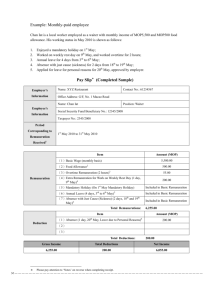Example: Monthly-paid employee Pay Slip＊ (Completed Sample)