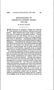BIBLIOGRAPHY OF AMERICAN COOKERY BOOKS, 1742-1860