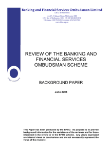 Background Paper - Financial Ombudsman Service