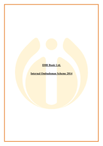 IDBI Bank Ltd. Internal Ombudsman Scheme 2014