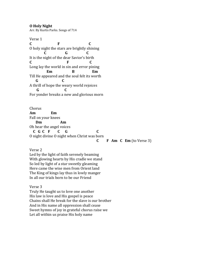 guitar chords to o holy night