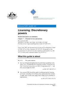 Licensing: Discretionary powers