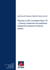 Response to ASIC Consultation Paper 153 – Licensing: Assessment