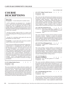 course descriptions - Cape Fear Community College