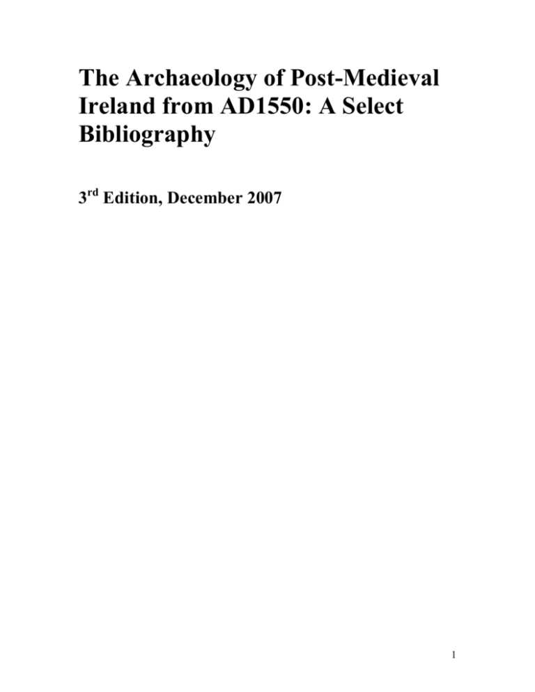 Ordnance Memoir of Ireland; an historical mss Rinuccini's Memoirs of his mid se 