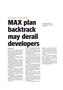Planners Call For Certainty MAX plan backtrack may derail developers
