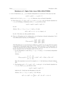 Worksheet # 2: Higher Order Linear ODEs (SOLUTIONS)