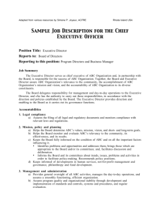 Sample Job Description for the Chief Executive