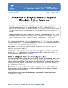 Purchases of Tangible Personal Property (Goods) in British Columbia