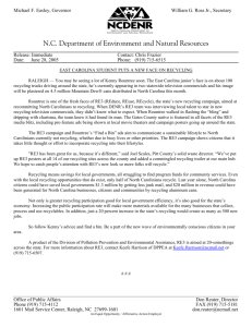 Press Release for Kenny - NC Division of Pollution Prevention and