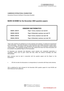 MARK SCHEME for the November 2003 question papers 0580/0581