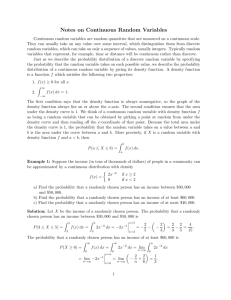 Notes on Continuous Random Variables