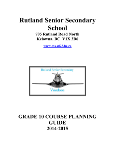 Rutland Senior Secondary Grade 10 Course Planning Guide