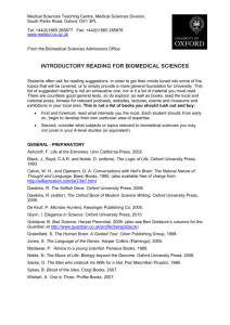 Biomedical Sciences introductory reading