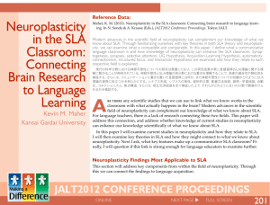 Neuroplasticity in the SLA Classroom: Connecting Brain Research