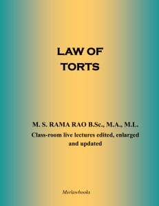 law of torts - msr law books