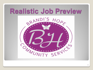 Realistic Job Preview for Brandi's Hope