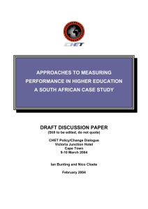 Approaches to Measuring Performance in Higher Education