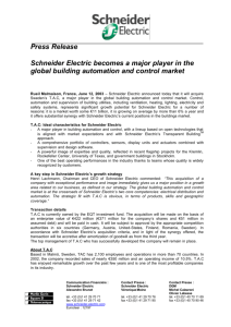 Press Release Schneider Electric becomes a major player in the