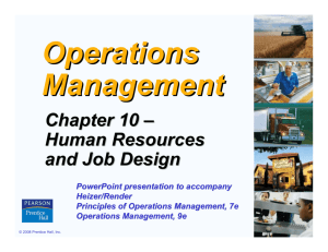 Chapter 10 – Human Resources and Job Design