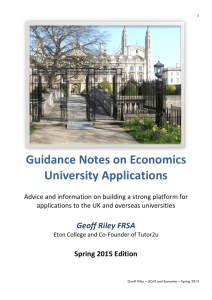 Guidance Notes on Economics University Applications