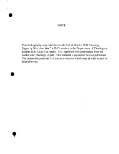 NOTE This bibliography was published in the Fall & Winter 1994