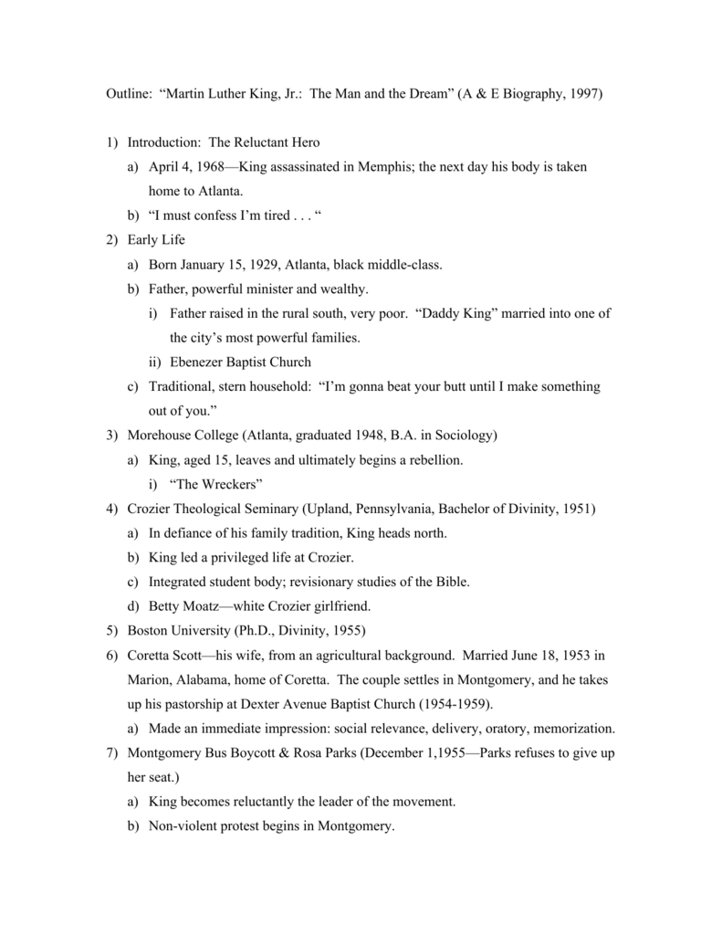 martin luther king research paper outline
