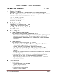 Lassen Community College Course Outline MATH