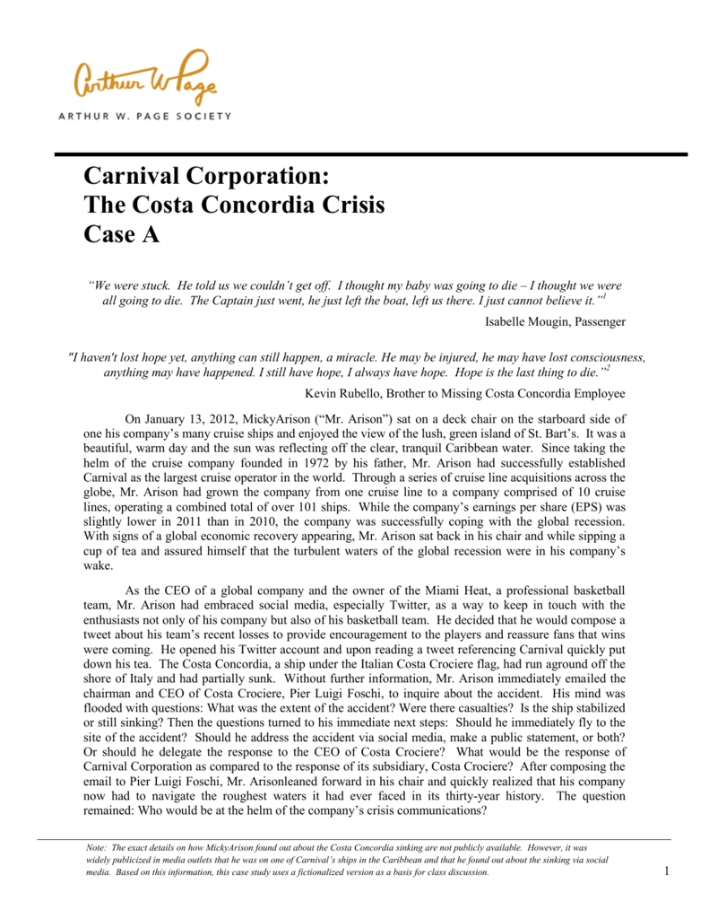 carnival corporation & plc 2010 case study