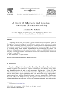 A review of behavioral and biological correlates of sensation seeking