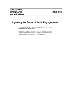 SSA 210 Agreeing the Terms of Audit Engagements