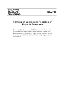 SSA 700 Forming an Opinion and Reporting on Financial