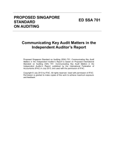 PROPOSED SINGAPORE STANDARD ON AUDITING ED SSA 701