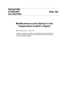 SSA 705 Modifications to the Opinion in the Independent Auditor's