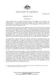 COMCARE v PVYW - High Court of Australia