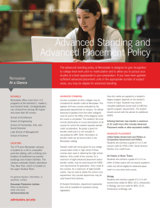 Advanced Standing and Advanced Placement Policy