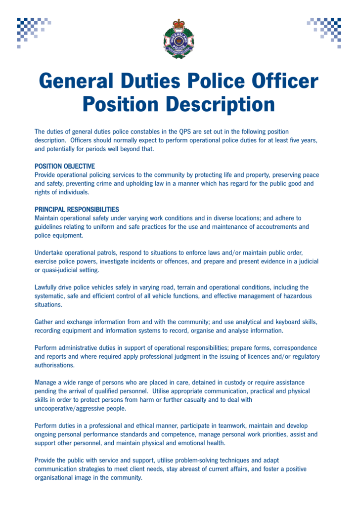 Queensland police recruiting jobs