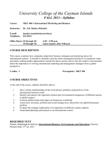 University College of the Cayman Islands FALL 2011—Syllabus